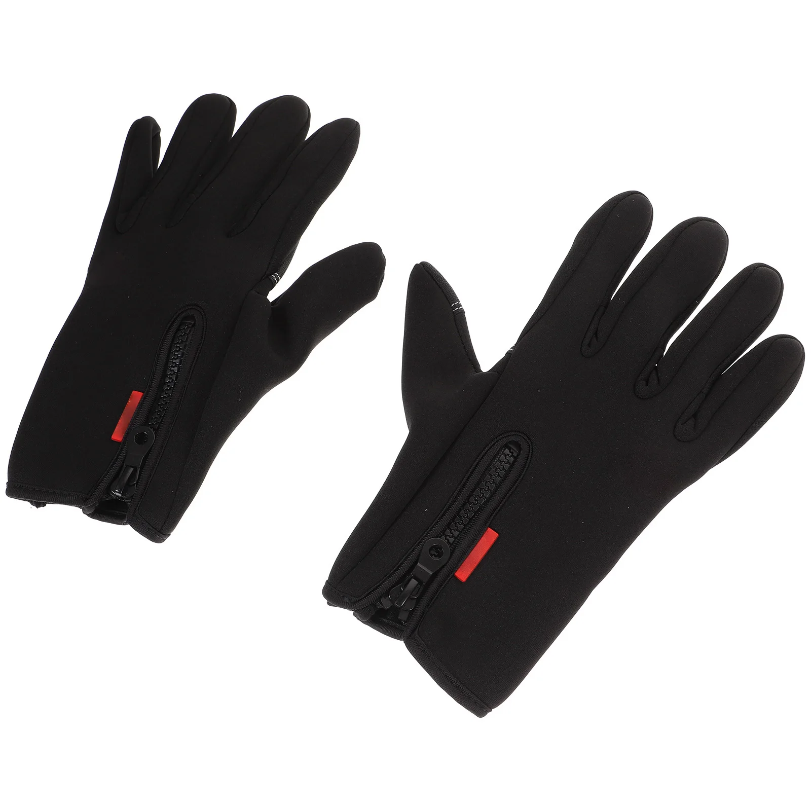 

Winter Warm Gloves Cycling Anti Slip Fleece Lining 2 Cut Fingers Mitts Black Riding Hiking Camping Outdoor Activities Non Slip