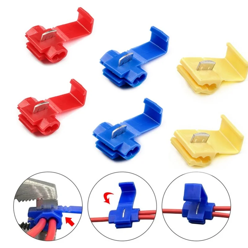 100/50/25/10Pcs Lock Wire Electrical Cable Connector Insulated Terminals Crimp Quick Splice Connectors For Car Cable Snap