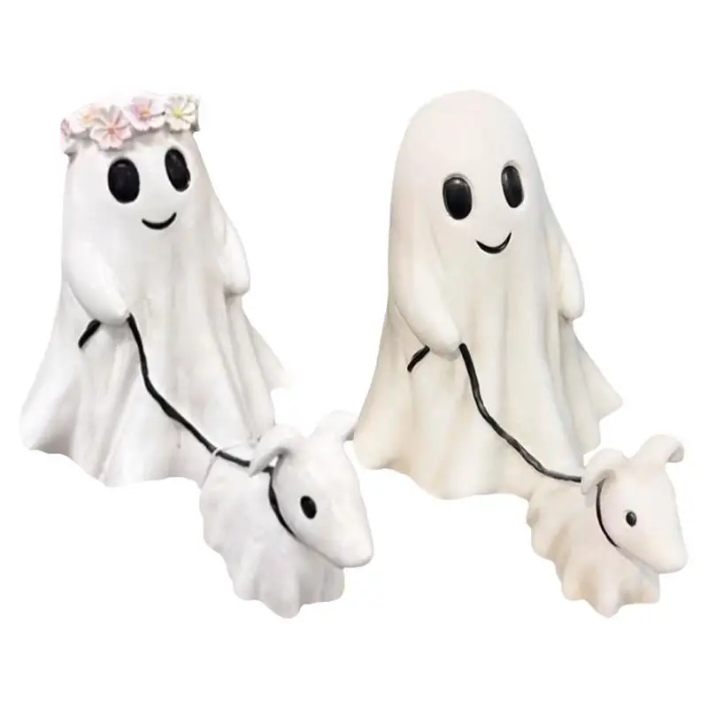 

Halloween Ghost Walking Dog Statue Cute Spooky Ghost Dog Halloween Ornament Festival Gift Figurine Household Tabletop Decoration