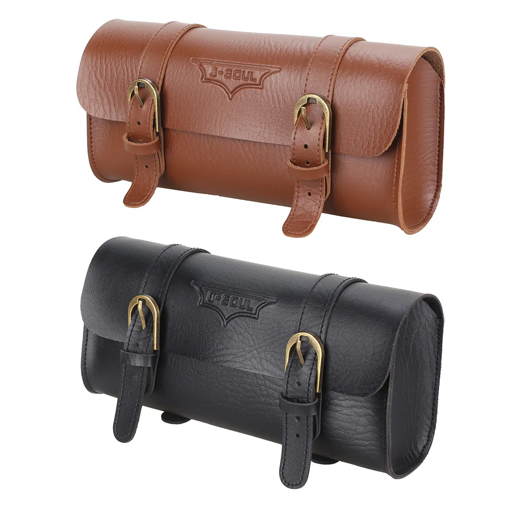 Hot Retro Bicycle Tail Bag PU Leather Cycling Bag Saddle Pouch Rear Pannier Personalized Riding Vintage Bike Bag