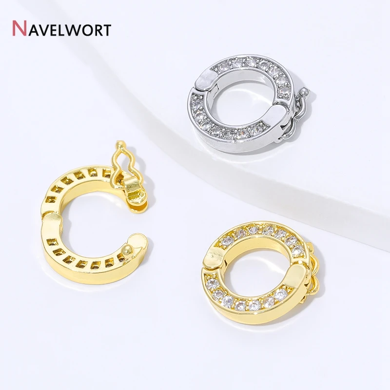 18K vergoldetes Messing mit Zirkonia, runde Verbindungsverschlüsse, Perlenverschlüsse, Verschlüsse für DIY-Armband- und Halskettenherstellung, Zubehör