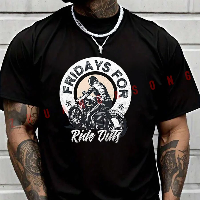 

Motorcycle Fridays For Design T-Shirt Men Hip Hop Streetwear Unisex Casual Fashionable Short Sleeve Tops