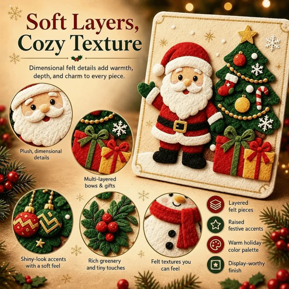 Hook and Loop Christmas Felt Art Kit Felt Pieces Holiday Design Christmas Craft Kit DIY Magic Felt Board Art Set Kids Craft
