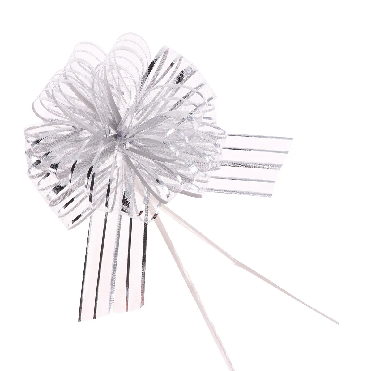 10Pcs Adorable Pull Bows Wedding Party Favor Bags Candy Boxes Flower Bouquets Fruit Basket Decoration Pull Bows for Gift