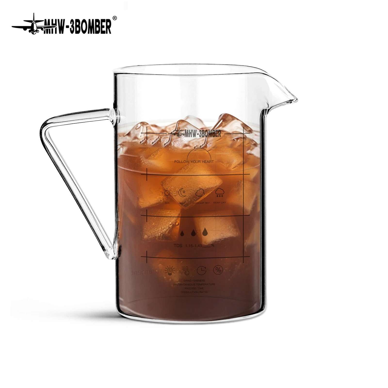 MHW-3BOMBER Coffee Server Coffee Sharing Pot 360ml Glass Measuring Cup Dripping Coffee Tools Barista Accessories