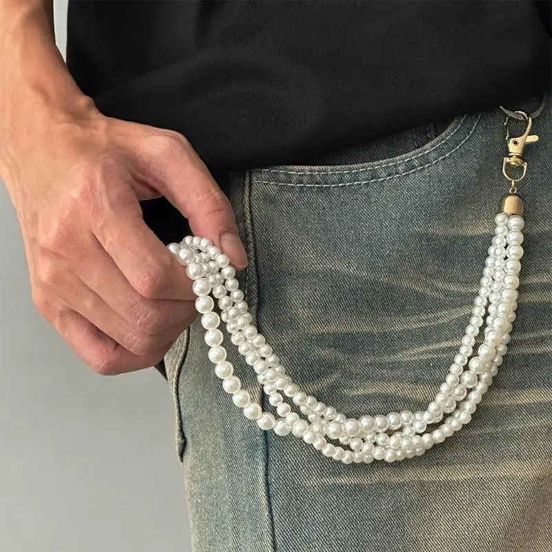 Y3NE Elegant Elegant Pearls Chain Belt สำหรับผู้หญิงที่ปรับได้และพกพาสำหรับการสวมใส่ในชีวิตประจำวันและกิจกรรมพิเศษ