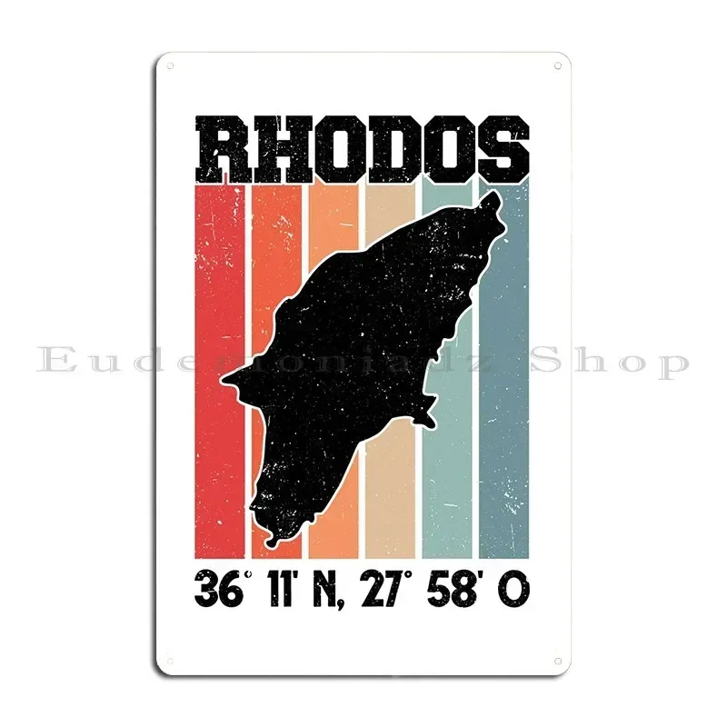 Rhodes Coordinates Greece Metal Plaque Poster Create Club Customized Wall Custom Cinema Tin Sign Poster