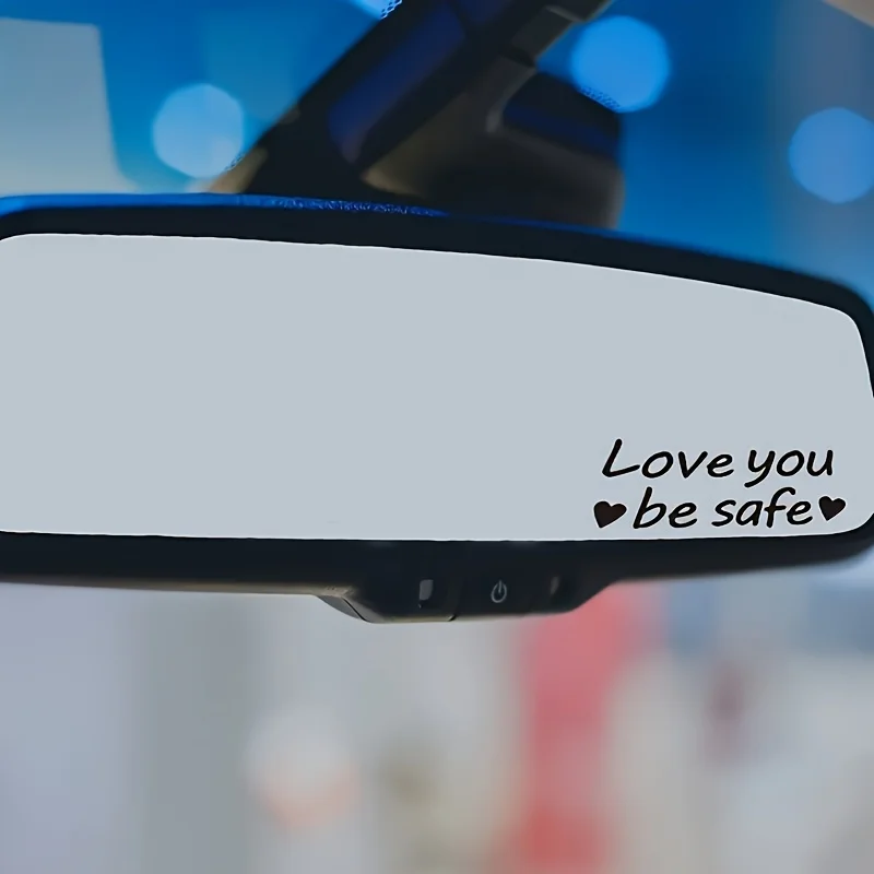 2PCS Love You Take Care Heart Sticker Vinyl Decal Romantic Car Mirror Glass Metal Surface Waterproof Decor