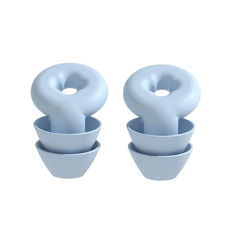 B68A Soft Ear Plugs For Noise Reduction Waterproof Silicone Ear Plug For Sleeping Airplanes Noise Sensitivity Easy To Use Blue