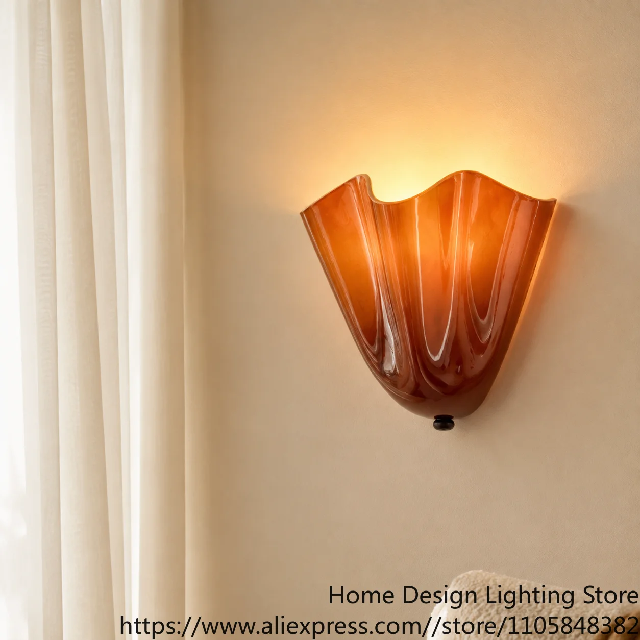 French Retro Red Green White Shell Shaped Glass LED Wall Lamp,Villa Living Room Bedroom Corridor Hallway Bathroom Sconce Fixture