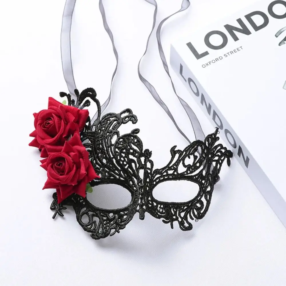 New Gold Plated Lace Rose Mask Cosplay Party Flower Masquerade Mask Half Face Halloween Makeup Ball Sexy and Fun Eye Mask