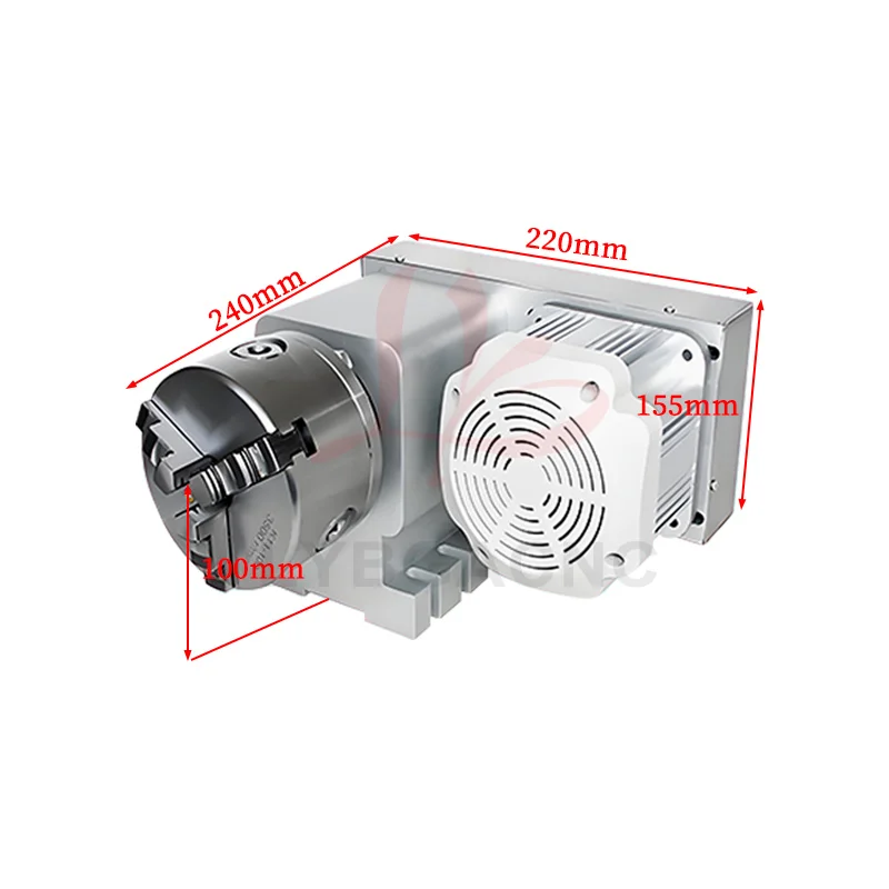 Adjustable Speed T5M-3-100AB CNC Rotary A-axis Indexing Head with 100mm Chuck 3 Jaws for CNC Milling Machine