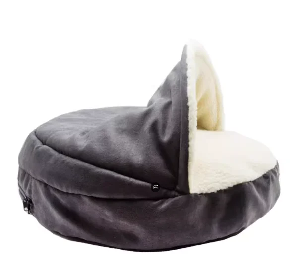 Large Size Deluxe Cave Bed Round Shape Pet Bed Soft Plush Cat Cave Bed with Hood 2-way Use Pet Mattress Dog Cushion