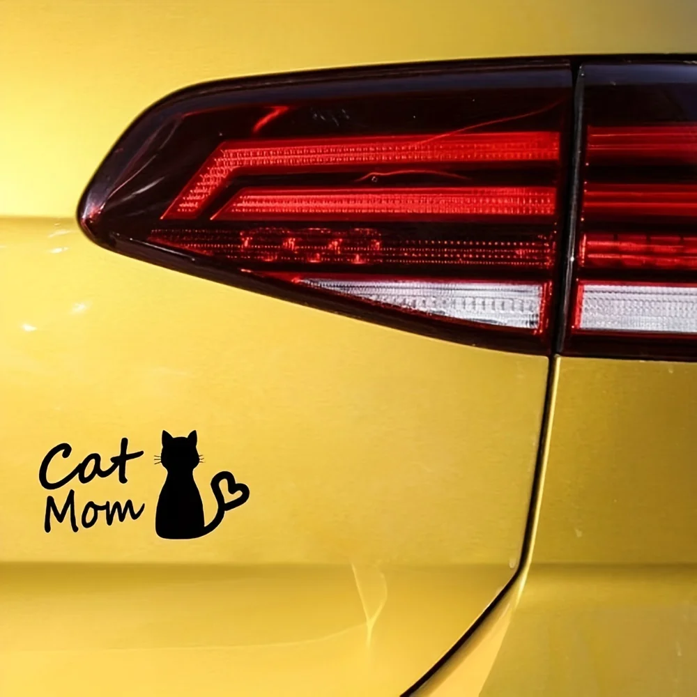 QF-1208 'Cat Mom Love' Vinyl Sticker - Fun Decals for Windows And Bumpers, Durable Exterior Additions