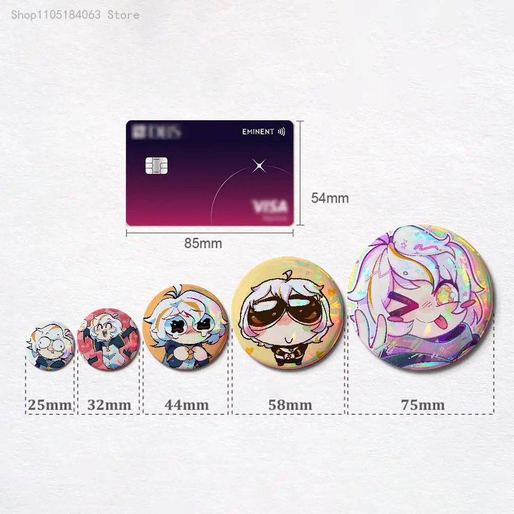 C-Chuy M-Mine 58mm 44mm HD Print Brooch Badges Pretty Derby Round Display Brooches Lapel Pins