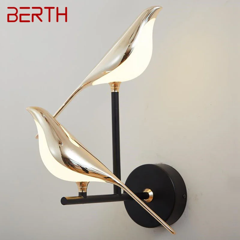 

Настенный светильник BERTH в скандинавском стиле, винтажный простой светодиодный креативный дизайн, вращающийся декоративный светильник с птицей для отеля, гостиной, спальни, бра
