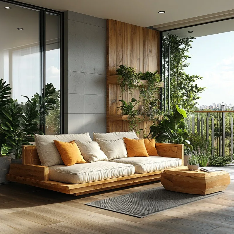 Natural texture lazy wind comfortable sitting feeling living room solid wood sofa