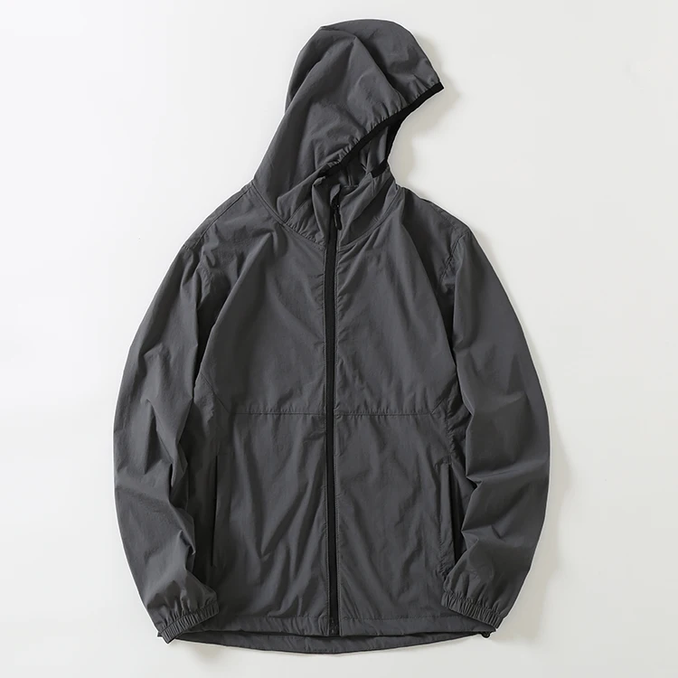 

Мужская спортивная куртка на открытом воздухе с капюшоном, ветровка Qui Dry, дышащая, эластичная, повседневная, длинная, све, свободная посадка, осенне-весенняя куртка