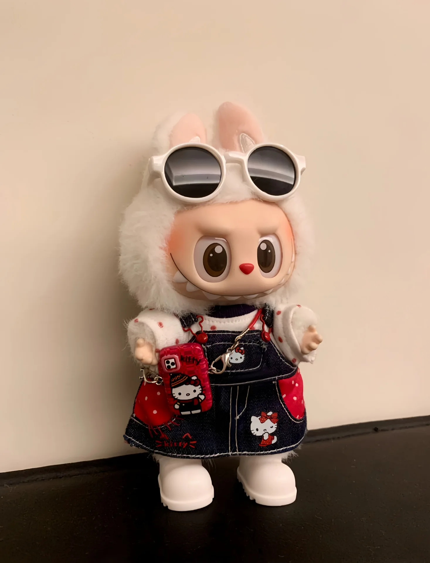 Ropa para Labubu, falda con tirantes Hellokitty a la moda, 17cm, juego de travesti, accesorios de vinilo para muñecas, decoración, regalo para niñas