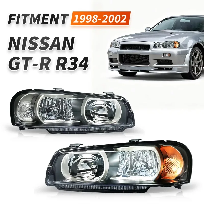 Fifth-generation LED headlight assembly for modified headlights applicable to 1999-2003 Nissan GTR34ENR34 BNR34 HR34 ER34 GT-T