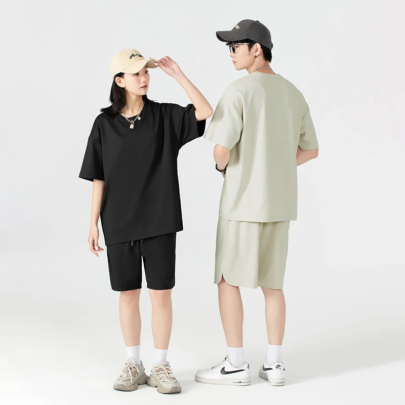 Summer Thin Shorts Short Sleeve Set New Men\'s High Quality Casual Fashion Comfortable Loose Outdoor Sports Fitness Couple Set