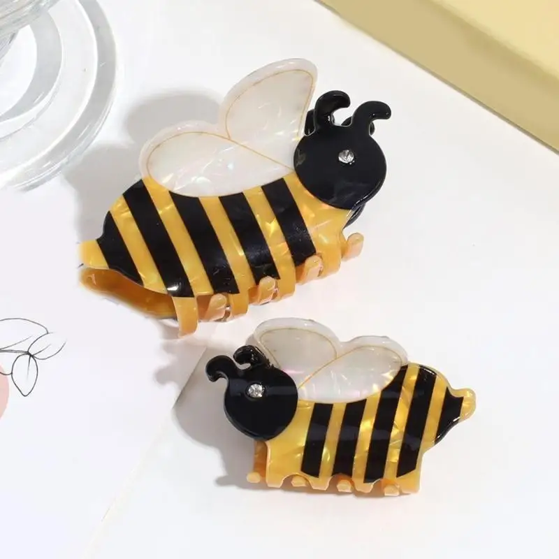 

P9FE Unique Bees Hair Claw Clip Lovely Bees Jewelry Hairpin Elegant Bees Hair Claw Clip