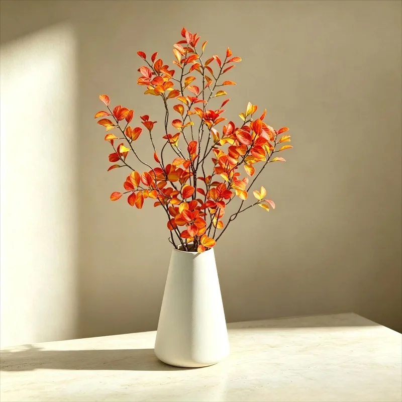 Autumn maple leaf simulated flower bouquet, new stroke indoor 2 fork autumn maple leaf dining table ornament