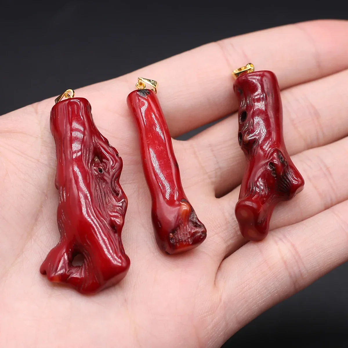 1pcs Red Sea bamboo Coral Irregular Branches Pendants for DIY Earring Necklace Jewelry Making Accessories Gift 8×25mm-15×40mm