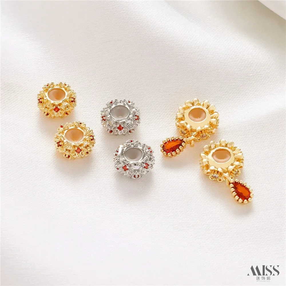 14K Gold Color Zircon Garland Rubber Beads Positioning Beads Adjustment Beads DIY Bracelet Necklace Finishing String Accessories