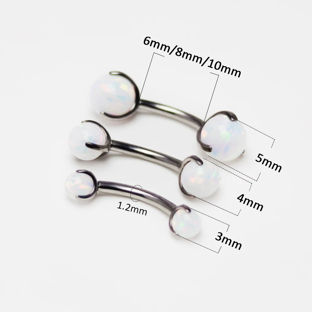 G23 Titanium 3-5mm Opal Eyebrow Piercing Curved Barbell Eyes Bulk Eyebrow Cartilage Ring Bite Labret Tragus Piercing Wholesale