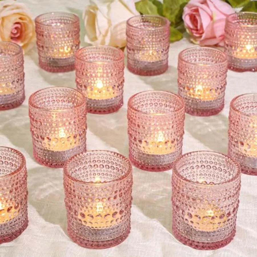 

24 Pcs Votive Candle Holders, Glass Holders Bulk for Table Centerpiece, Tea Lights Candle Holders for Wedding Shower, Party and