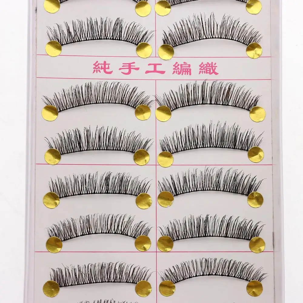 10Pair False Eyelashes Long Thick Cross Natural Black Fashion Fake lash Eye Makeup tool