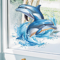 Watercolor Dolphin Sticker, Water-proof Home Swith Decal, Used for Wall, Bathroom, Cabinet, Door,Toilet, Car, Laptop