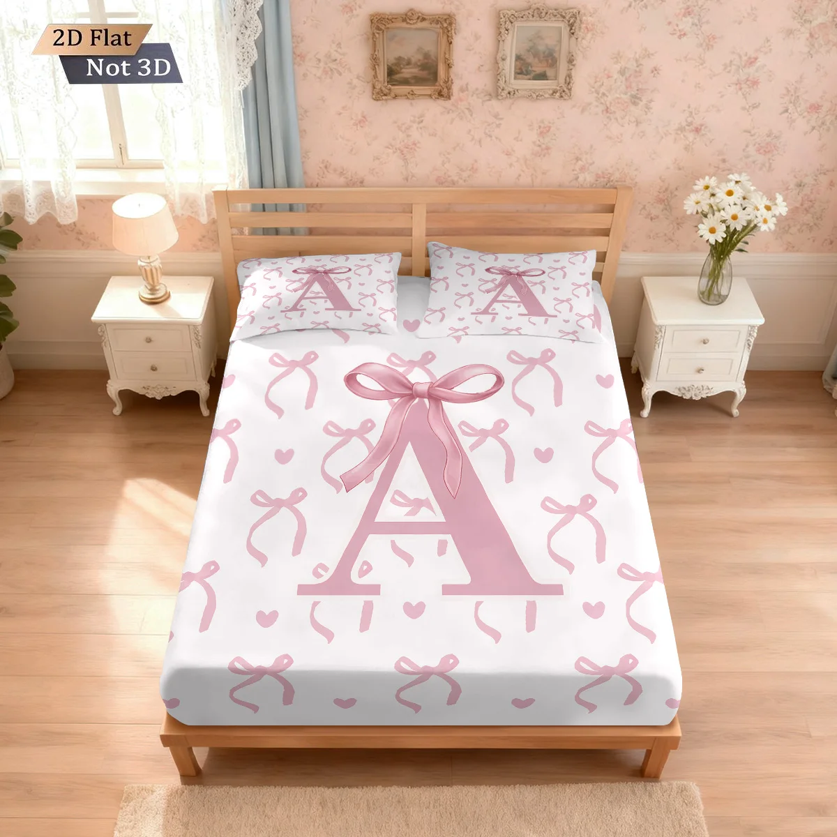 3 قطعة عيد الحب رومانسية الوردي القوس طباعة شرائح غطاء سرير مجموعة متعددة الحجم لينة غطاء السرير غرفة نوم الفراش آلة قابل للغسل