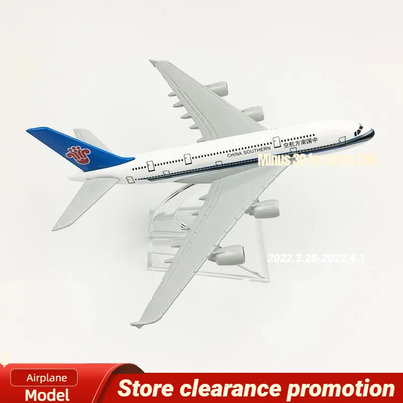 16cm Alloy Aircraft Model Southern Airlines Airbus A380 Diecast Aviation Plane Collectible Miniature Toys for Boys Dropshipping