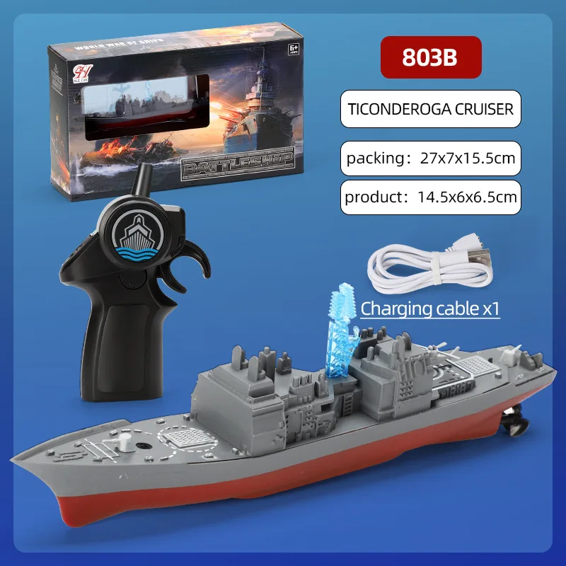 2.4G RC Boat High-Speed Remote Control Ship Simulation Warship Model Toy Mini Battleship Kids Toys for Boys Children Gifts