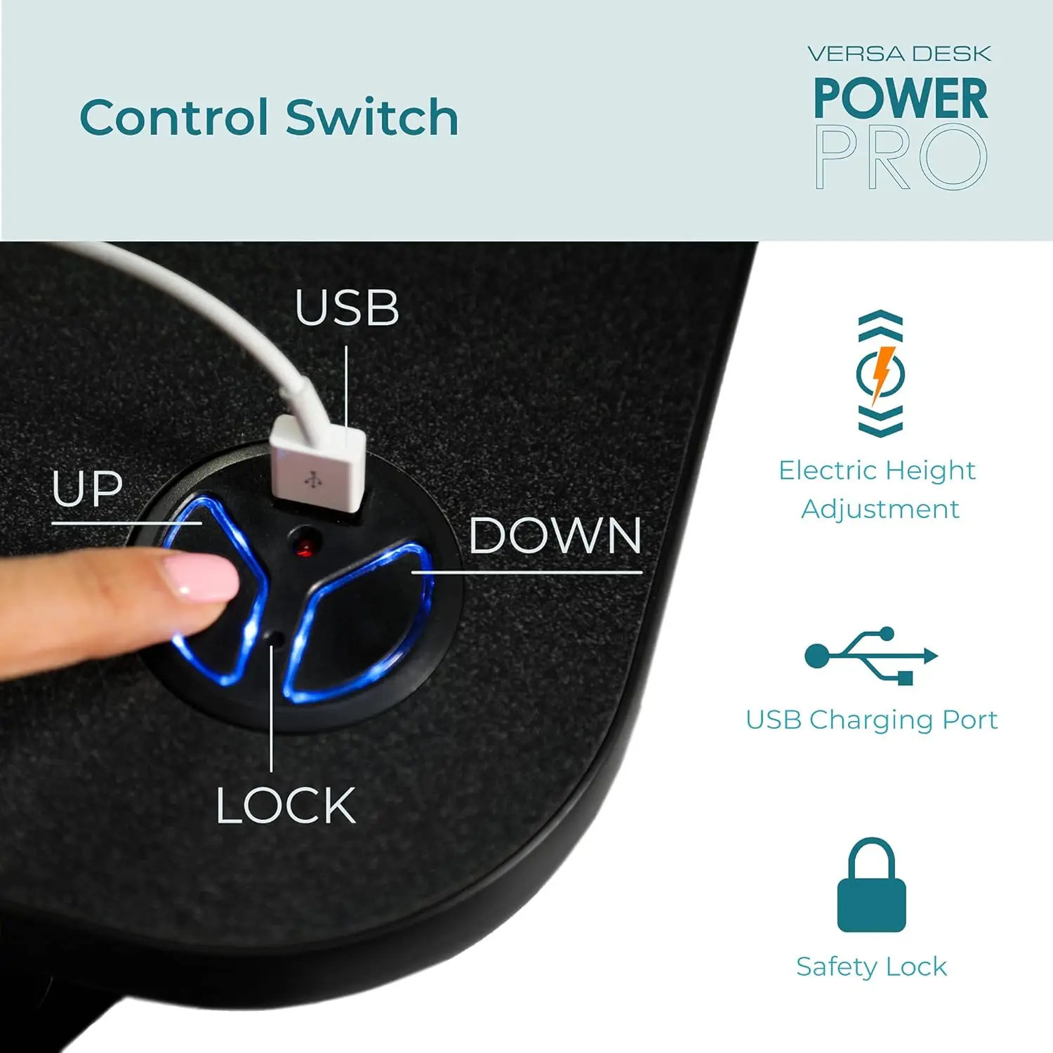 VERSADESK Convertidor de escritorio eléctrico de pie, elevador de escritorio con soporte para sentarse PowerPro de 48 pulgadas, bandeja para teclado, carga USB