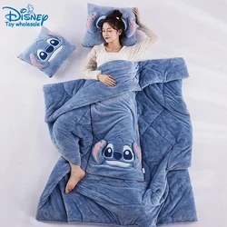 Disney Stitch Throw Pillow Blankets Two In One Kawaii Flannel Pillow Thickened Nap Blanket Living Room Child Bedroom Blanket