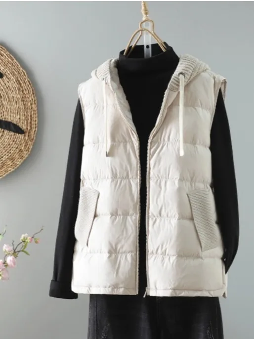 

Осень-зима 2025 г., вязаная шапка Thiened ort, жилет с подкладкой, легкий хлопковый пуховый топ, женский топ Faion Svel