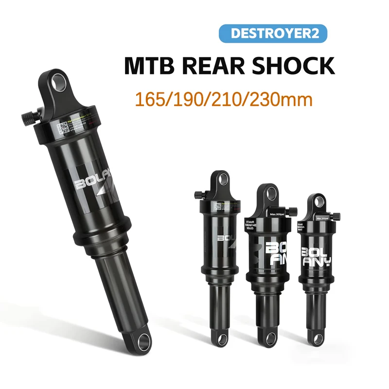 Задний амортизатор MTB, воздушный амортизатор 165/190/210/230 мм, воздушная регулируемая задняя подвеска для горного велосипеда с полной подвеской