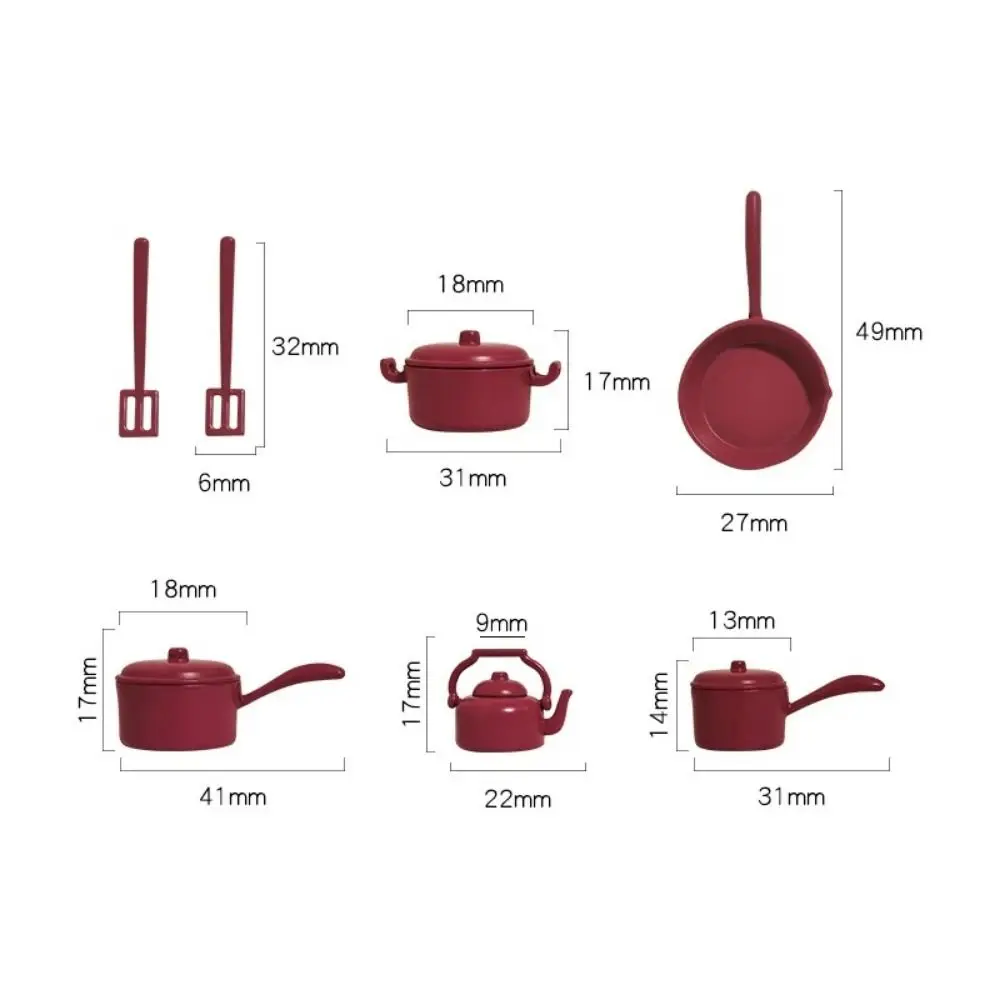 Kids Toy Frying Pan Dollhouse Kitchenware Shovel Kettle Playing House Doll Cooking Ware Lifelike 1:12 Minature Pot Micro Scene