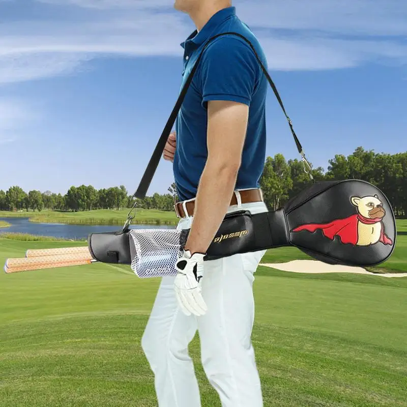 ゴルフクラブバッグ PU レザーポータブルゴルフバッグ旅行折りたたみスポーツアクセサリーキャリーケースストラップ付き初心者 & 日曜日