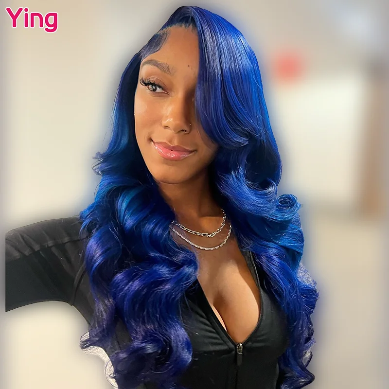 

Ying Navy Blue Colored Brazilian 13x6 Transparent Lace Front Wig PrePlucked With Baby Hair 200% Body Wave 13x4 Lace Front Wig