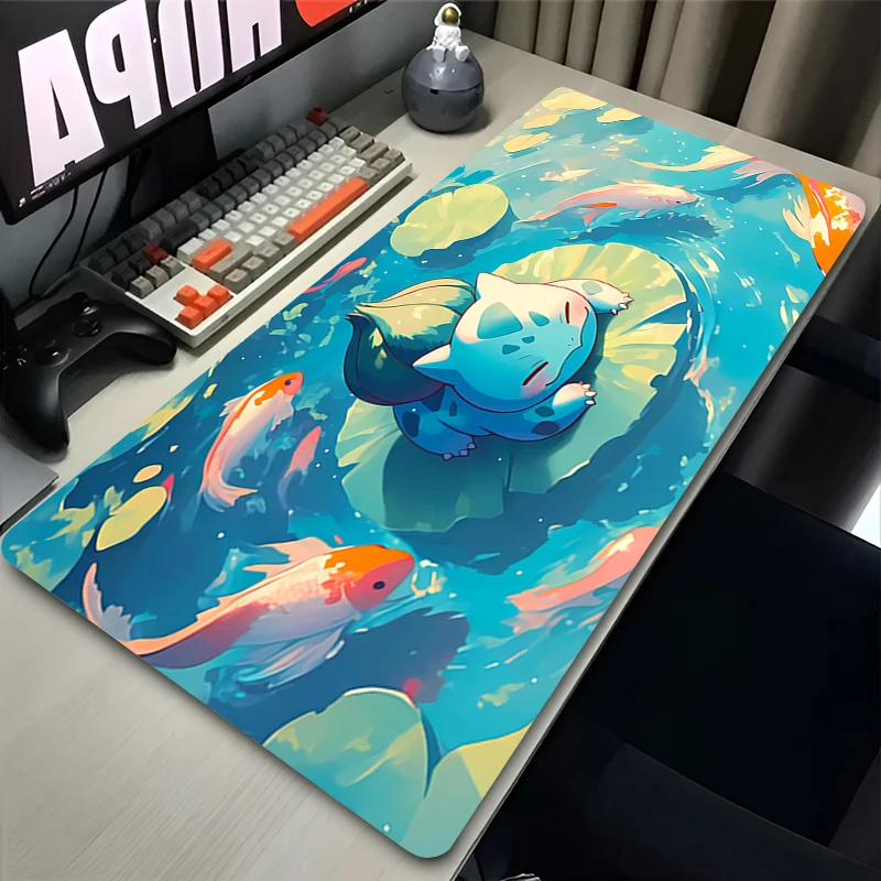 

Anime Mouse Pad Gaming Accessories Varmilo Keyboard Pokemon Bulbasaur Extended Mousepad Office Gamers Decoracion Gamer Desk Mat