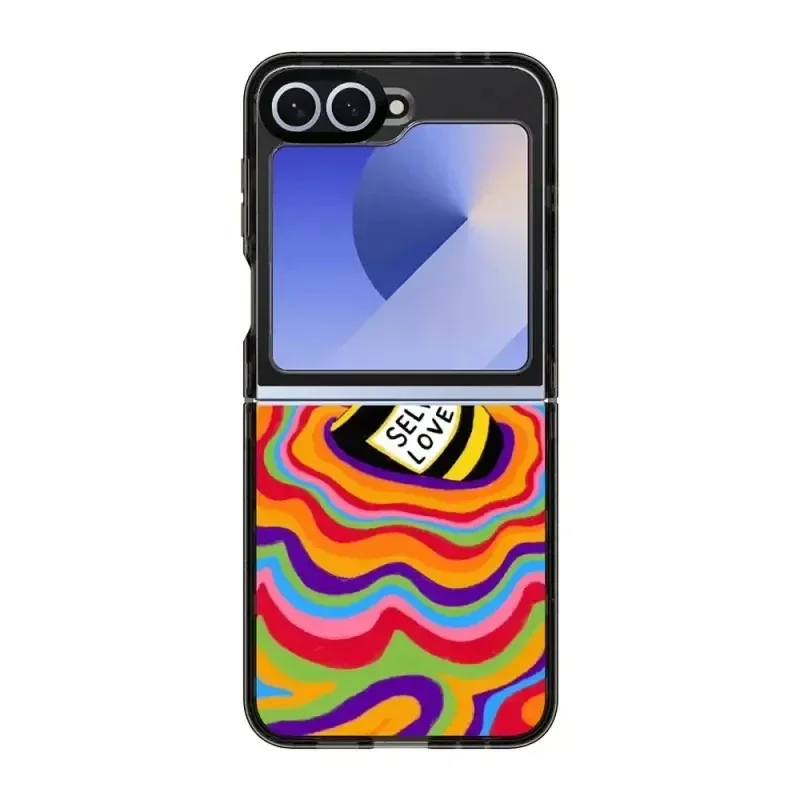 Cartoon Animal Colorful Hearts Phone Case for Samsung Galaxy Z Flip 3 4 5 6 Back Cover for ZFlip6 ZFlip5 ZFlip4 Hard Case Shell