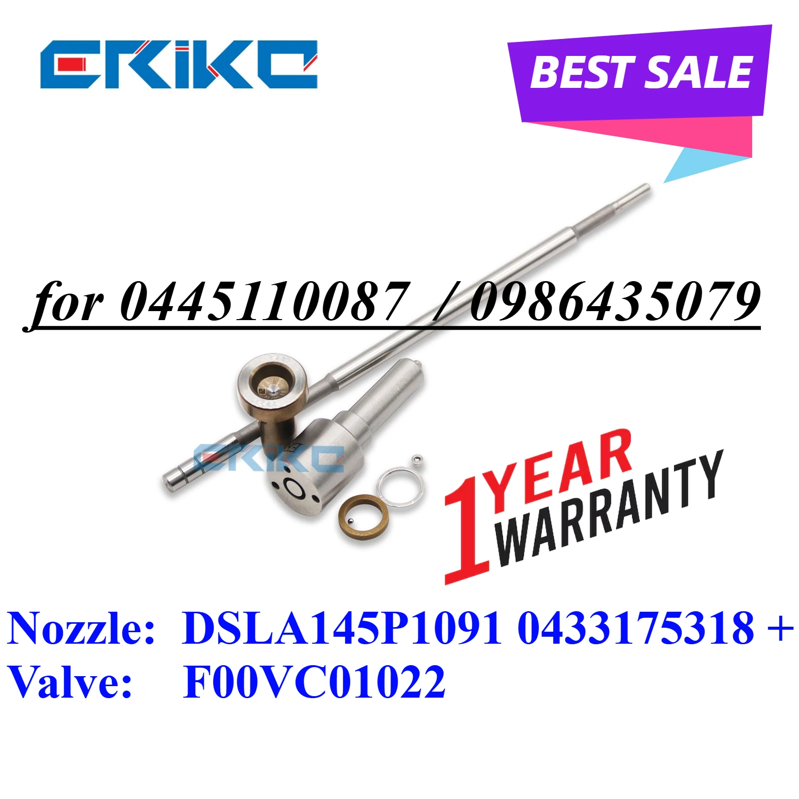 New 0445110087 Injector Overhaul Repair Kits Nozzle DSLA145P1091 0433175318 Valve F00VC01022 for OPEL RENAULT 0986435079