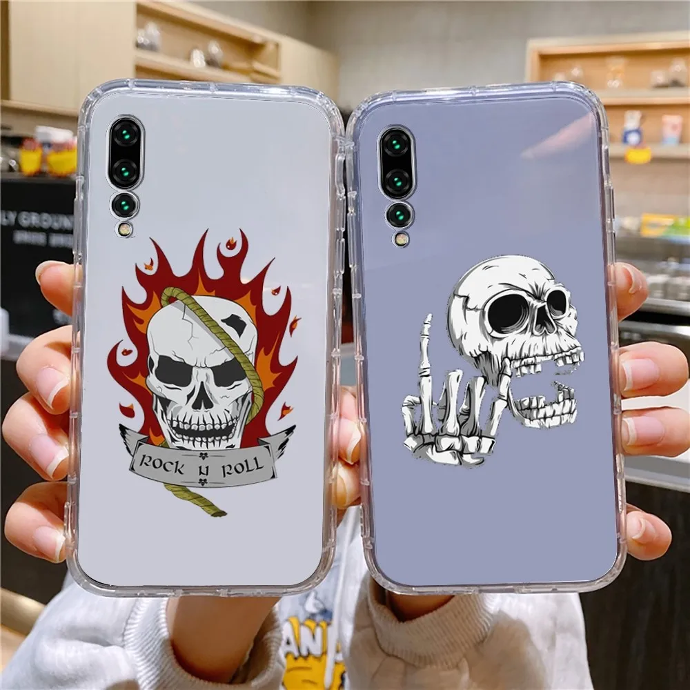 Rock roll skull Phone Case For Xiaomi 11 Redmi Note 11 5G 8T 9A 9 10T Note8Pro Note9 12SUltra Transparent Case