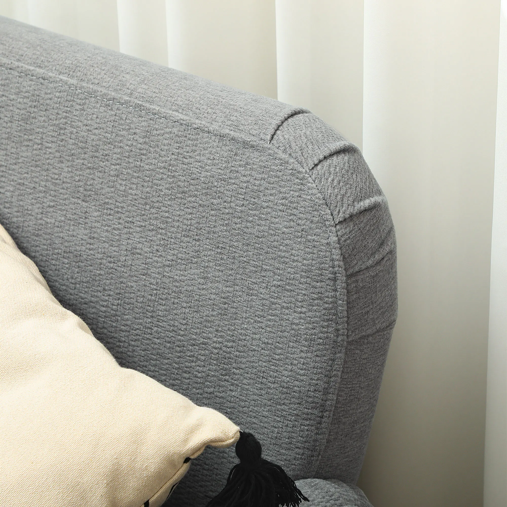 أريكة HOMCOM بمقعدين مع حشوة سميكة 21 سم وأرجل خشبية، رمادي #4