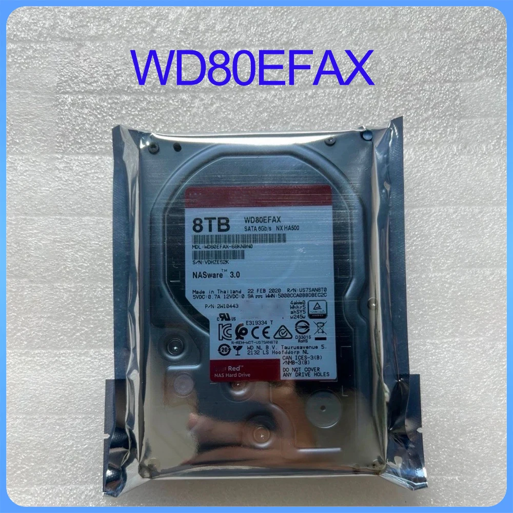 

Для механического жесткого диска WD80EFAX 8TB SATA 3,5 "5400 об/мин 256MB, NAS красный диск