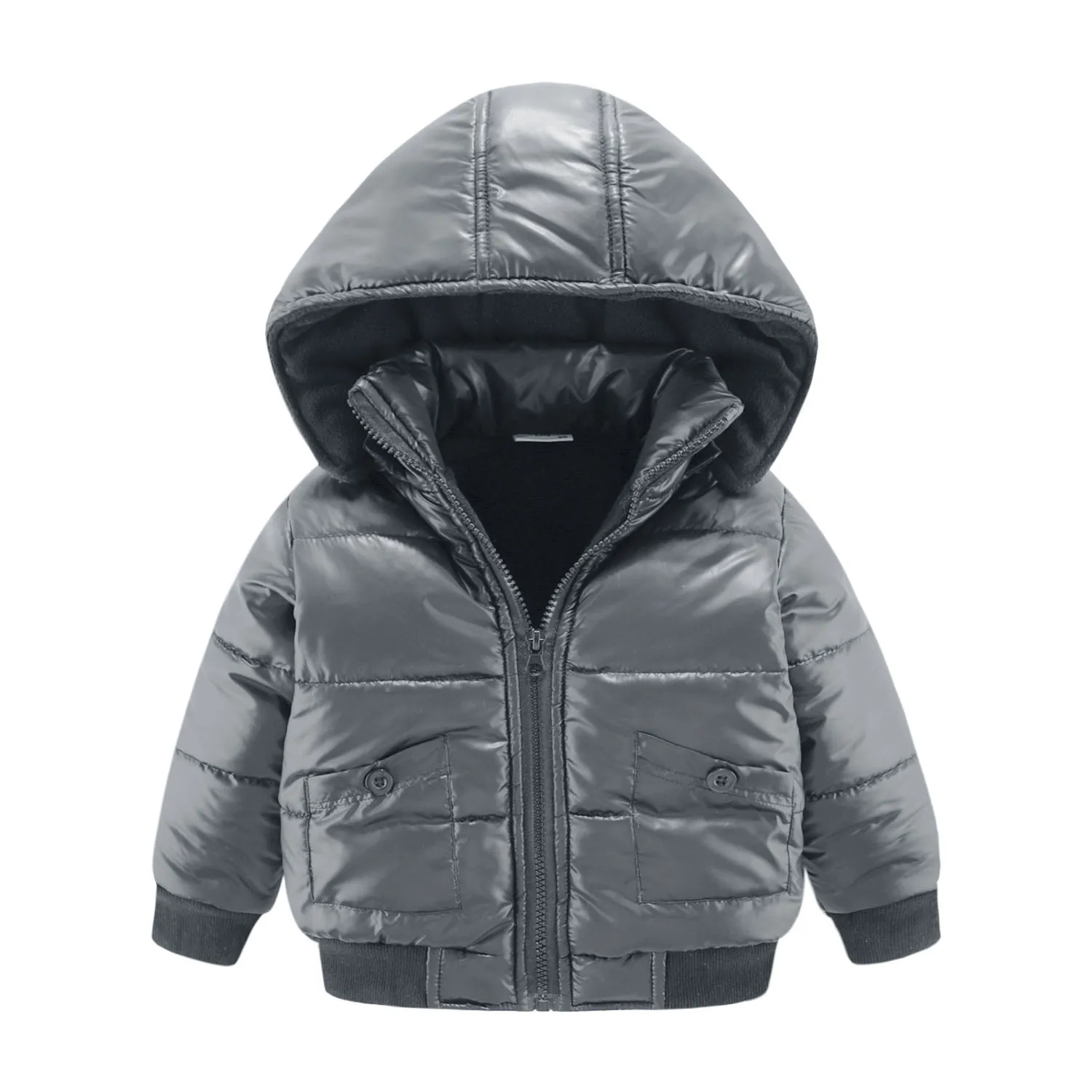 Mudkingdom Little Boys Girls Winter Coats Solid Color Warm Thicken Cotton Removable Hooded Jacket for Kids Clothing Baby Wear